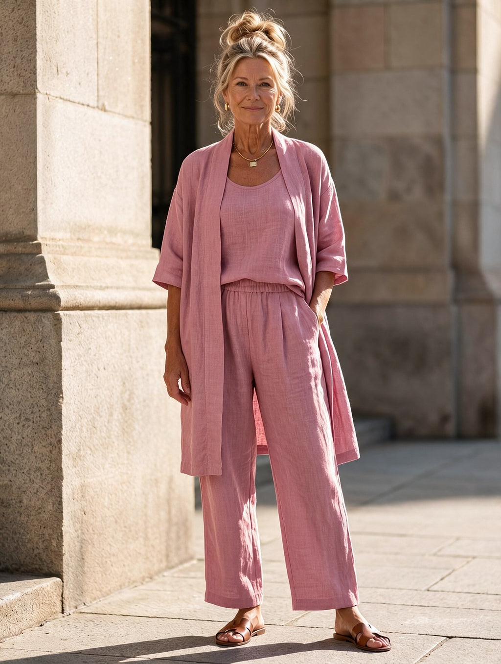 Prune | Linen Pants Set for Women with Kimono