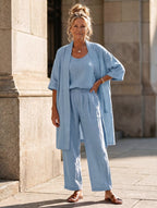 Prune | Linen Pants Set for Women with Kimono