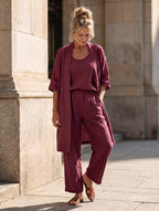 Prune | Linen Pants Set for Women with Kimono