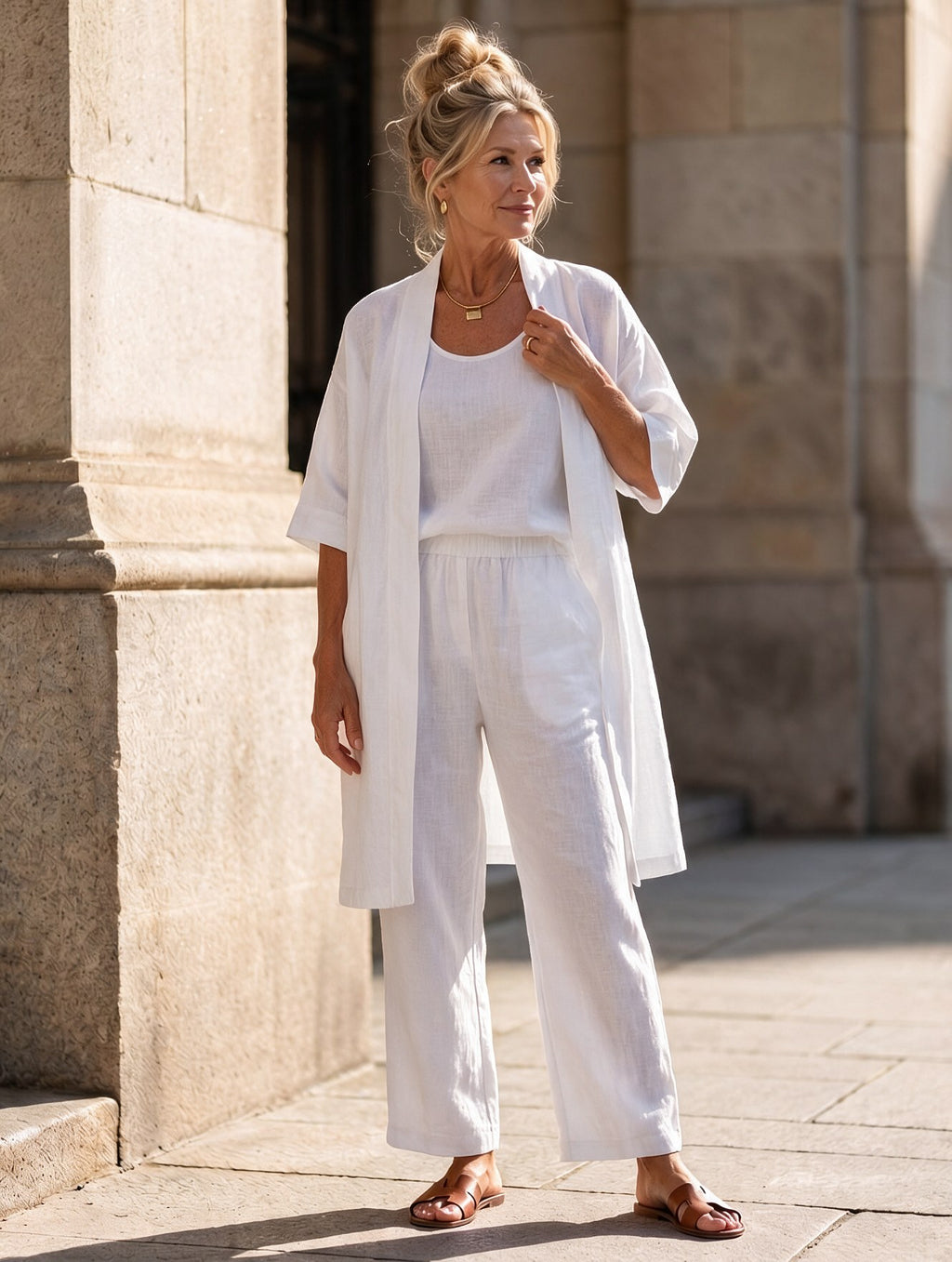 Prune | Linen Pants Set for Women with Kimono