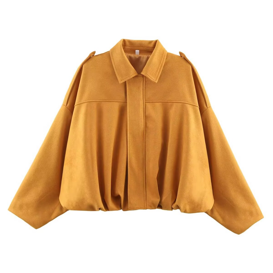 Vintage Oversized Bomber Jacket - Orange