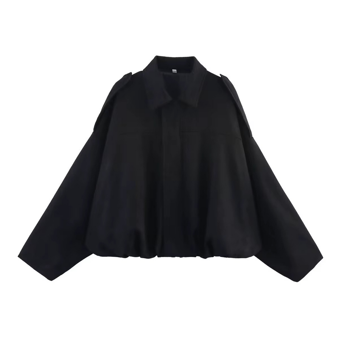 Vintage Oversized Bomber Jacket - Black