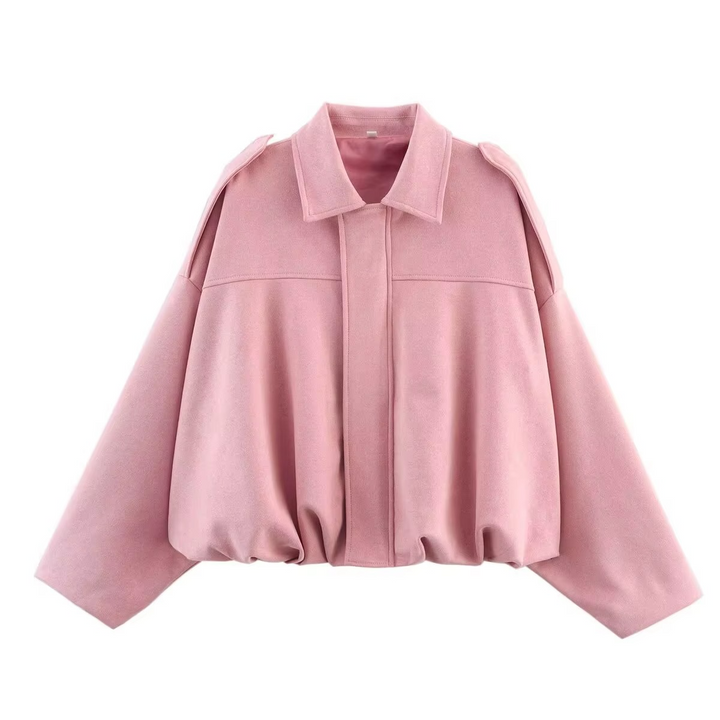 Vintage Oversized Bomber Jacket - Pink
