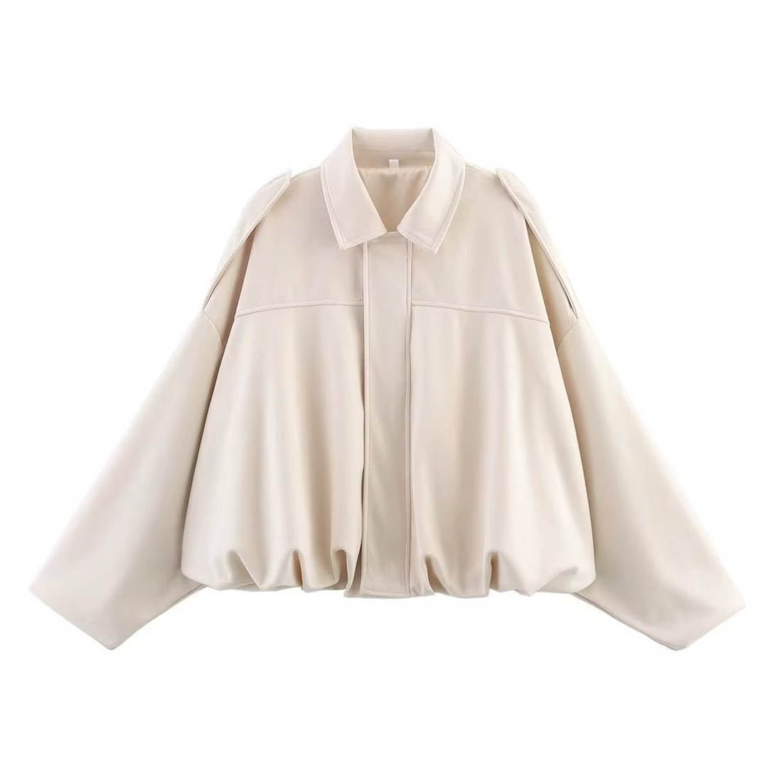 Vintage Oversized Bomber Jacket - White