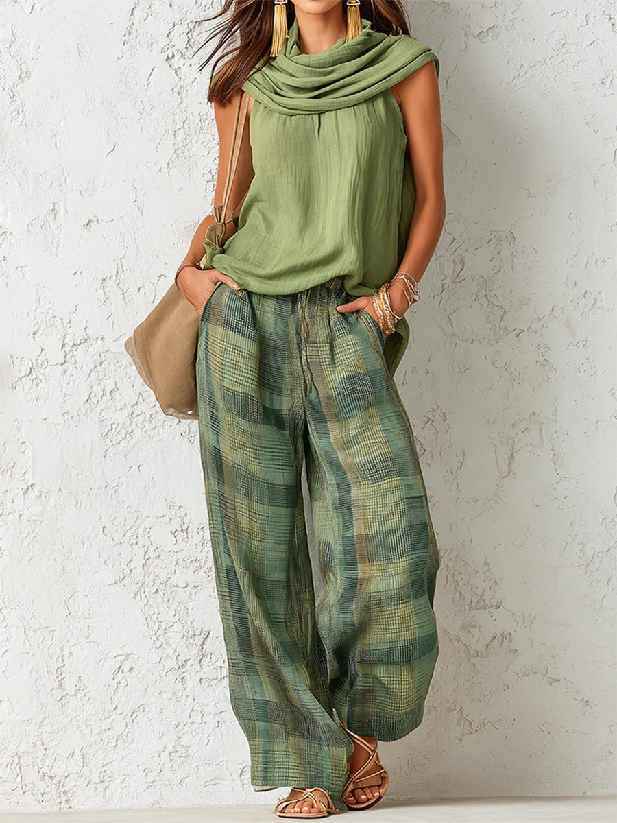 Aline — Wide Leg Pants Set for Women with Sleeveless Top