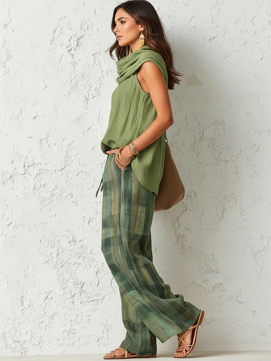 Aline — Wide Leg Pants Set for Women with Sleeveless Top (2)