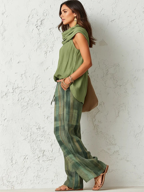 Aline — Wide Leg Pants Set for Women with Sleeveless Top (2)