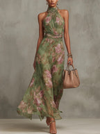 Alix — Floral Maxi Dress for Women with Halter Neck