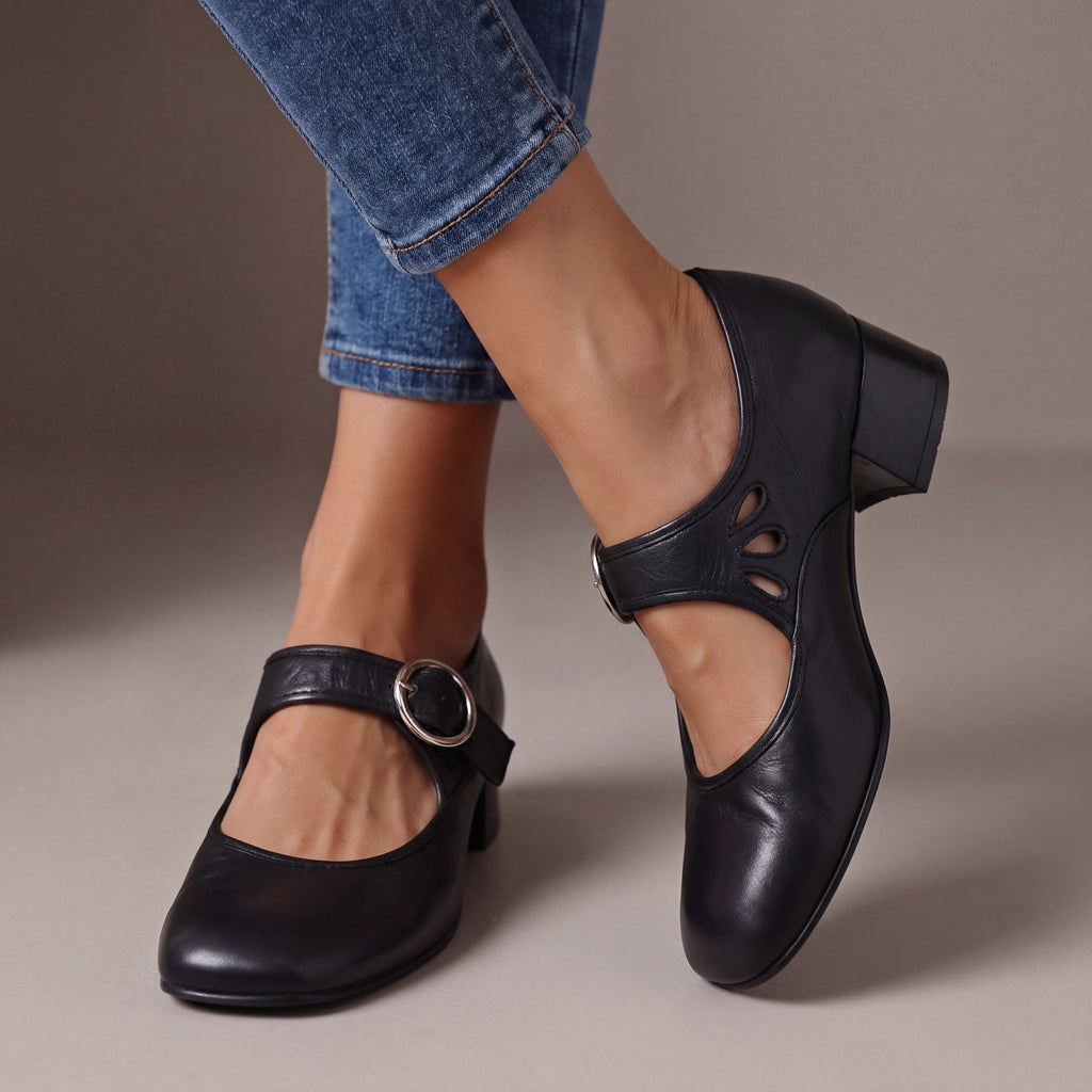 Amelie — Leather Mary Jane Shoes for Women with Low Heel (2)