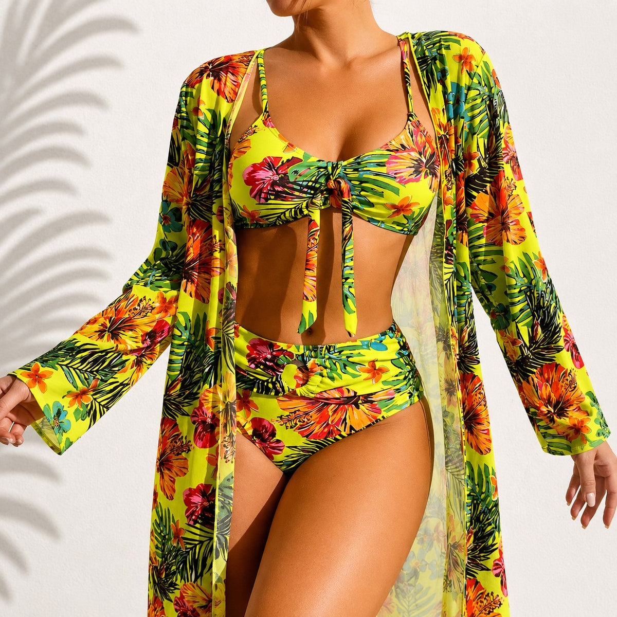 Angeline — Tropical Bikini Set for Women with Kimono Cover Up (3)