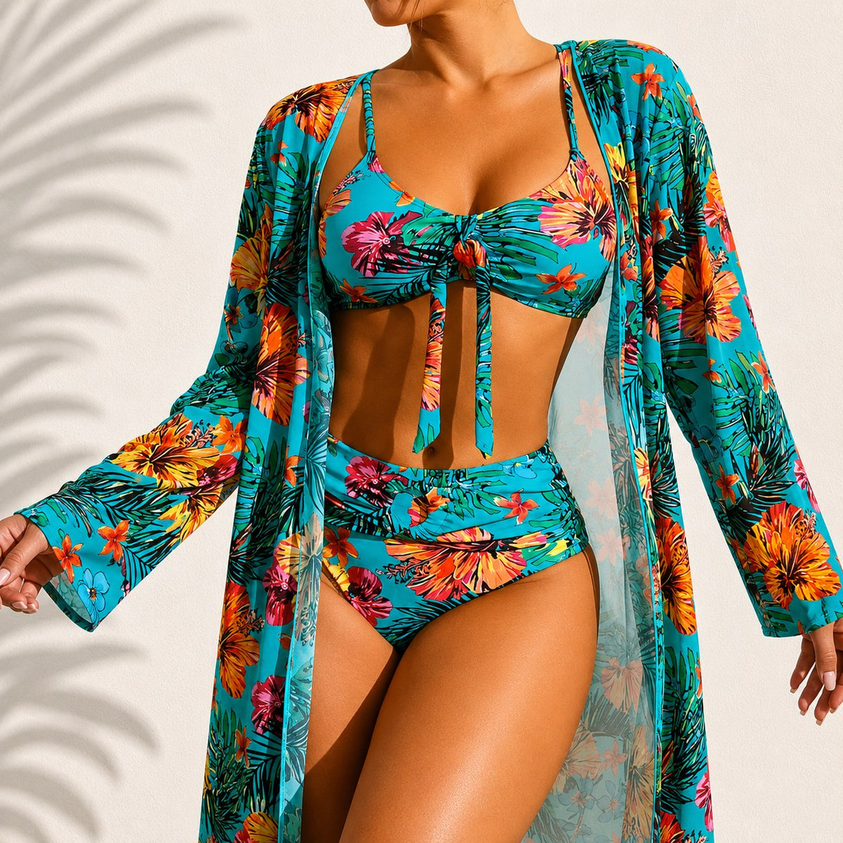 Angeline — Tropical Bikini Set for Women with Kimono Cover Up (4)