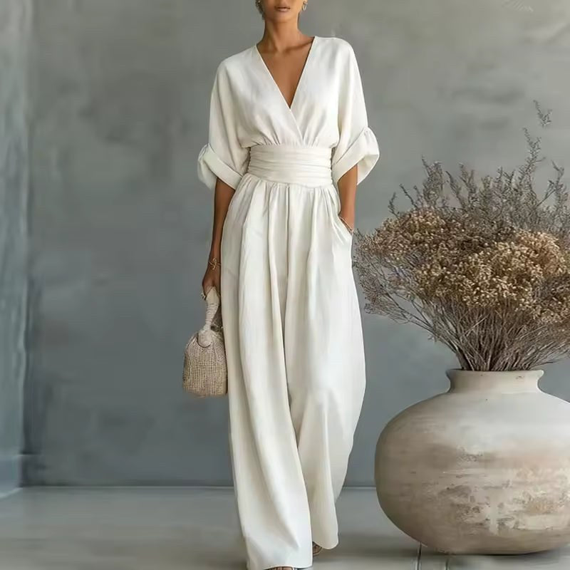 Anouk — Wide Leg Jumpsuit for Women with V Neck
