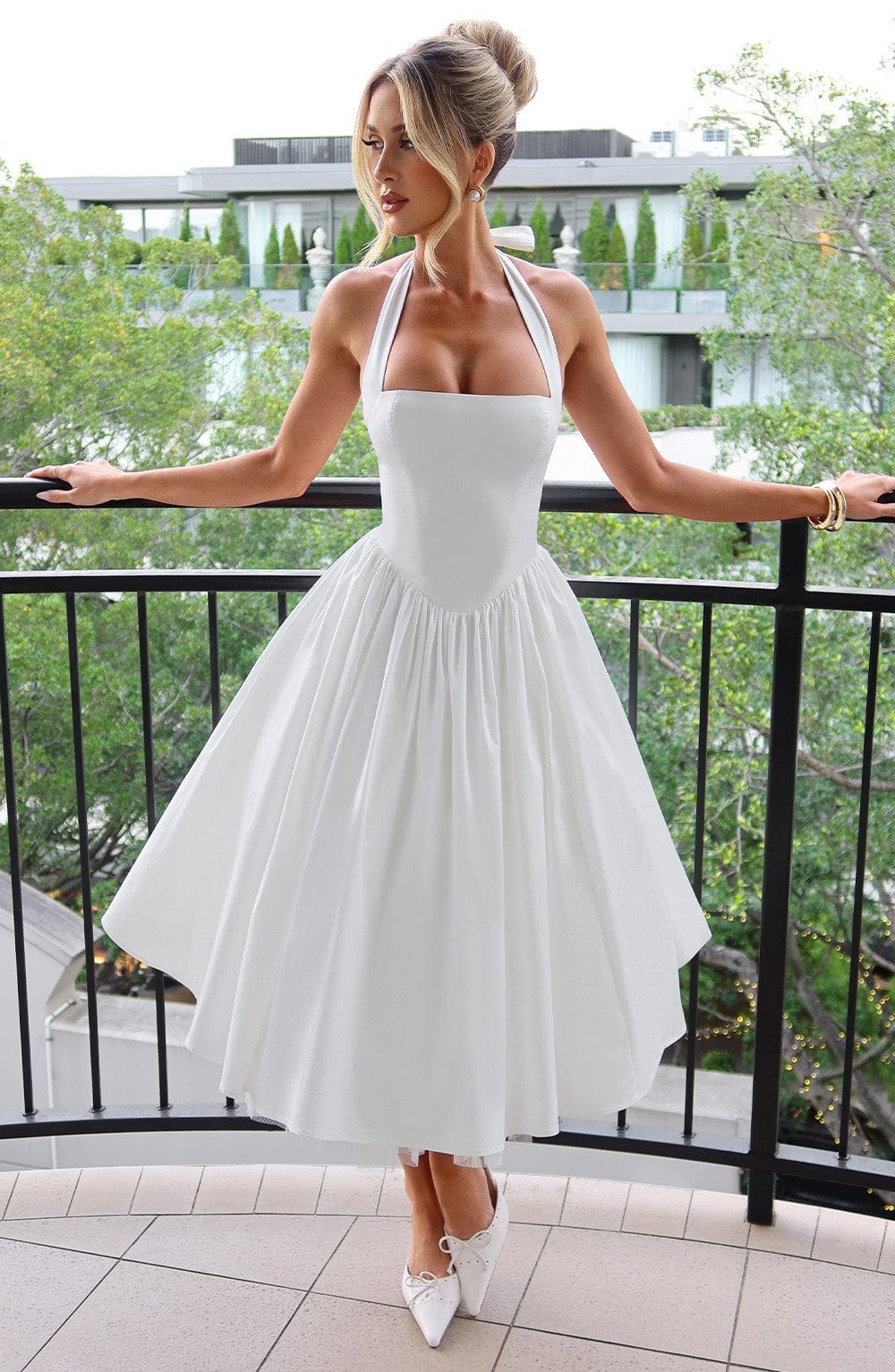 Armelle — Wedding Guest Midi Dress for Women with Halter Neck
