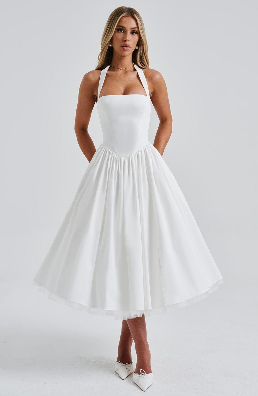 Armelle — Wedding Guest Midi Dress for Women with Halter Neck (5)