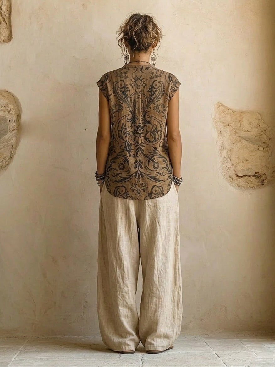 Axelle — Linen Pants Set for Women with Long Coat (3)