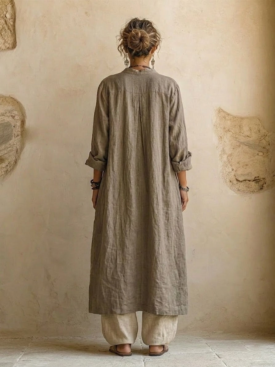 Axelle — Linen Pants Set for Women with Long Coat (5)