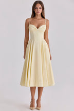 Brigitte — Cotton Midi Dress for Women with Spaghetti Straps
