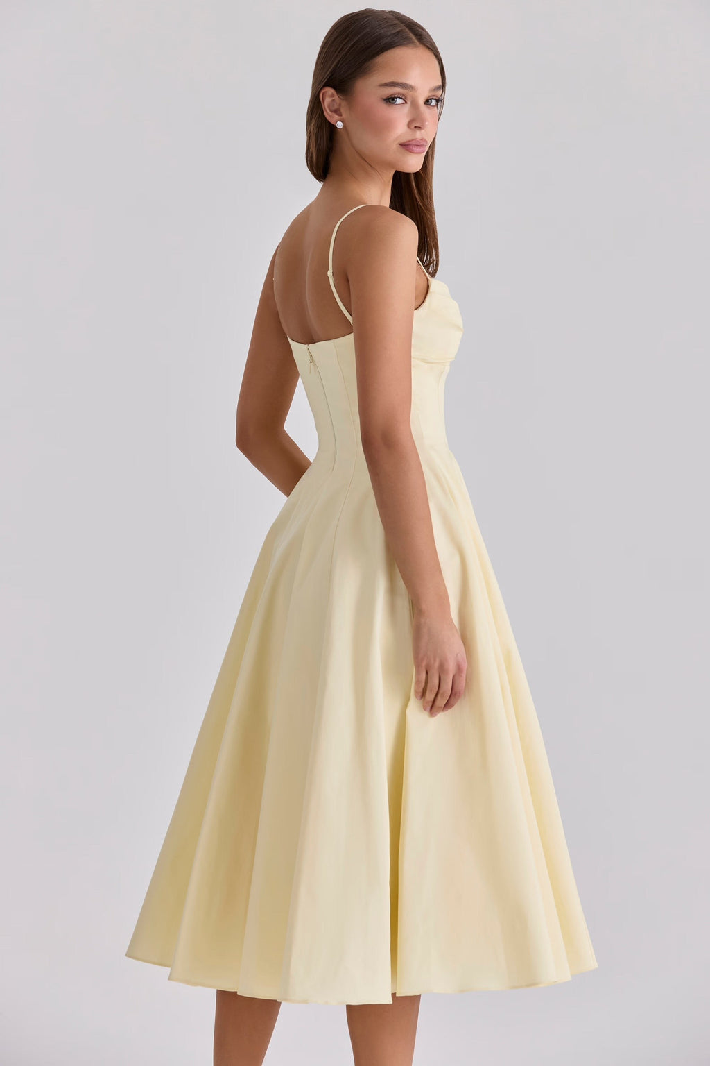 Brigitte — Cotton Midi Dress for Women with Spaghetti Straps (2)