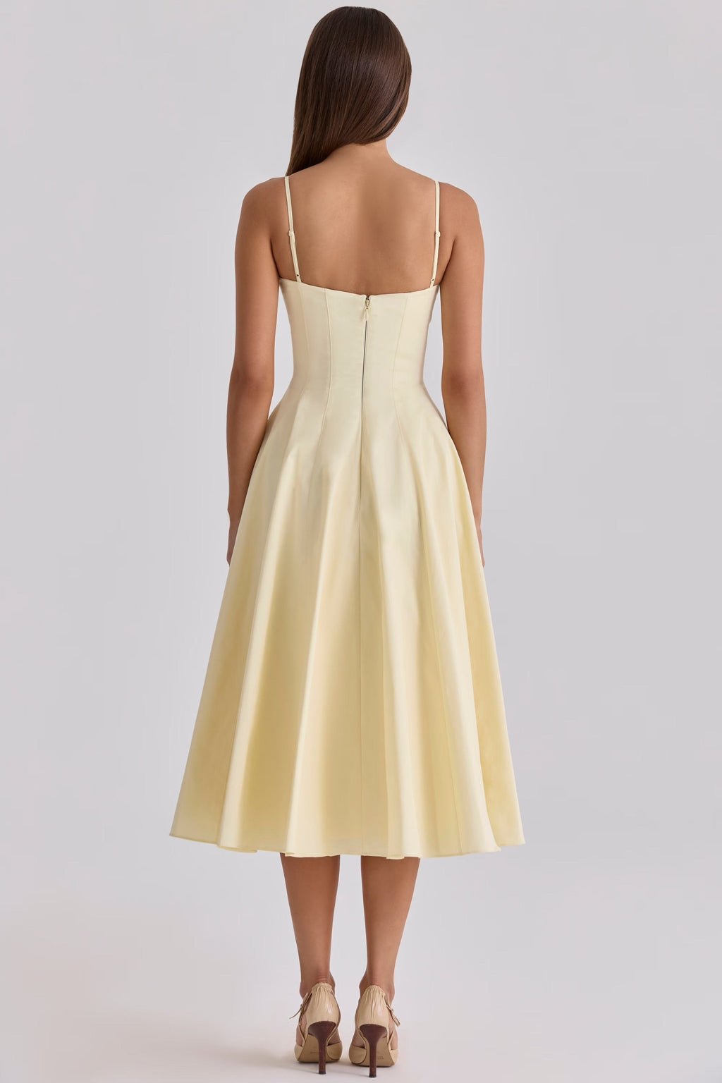 Brigitte — Cotton Midi Dress for Women with Spaghetti Straps (4)
