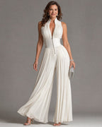 Brune — Pleated Halter Jumpsuit for Women with Wide Leg