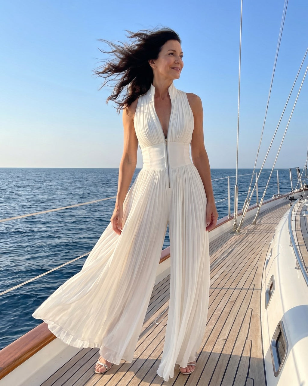 Brune — Pleated Halter Jumpsuit for Women with Wide Leg (5)