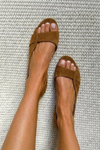 Capucine — Suede Look Flat Sandals for Women with Open Toe