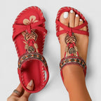 Celia — Beaded Flat Sandals for Women with Elastic Strap