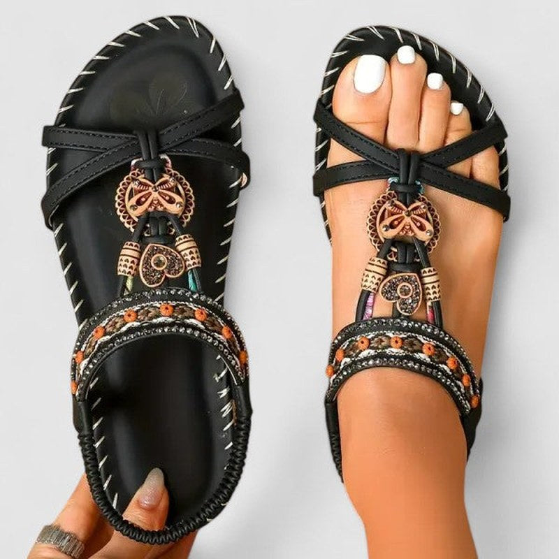 Celia — Beaded Flat Sandals for Women with Elastic Strap (2)