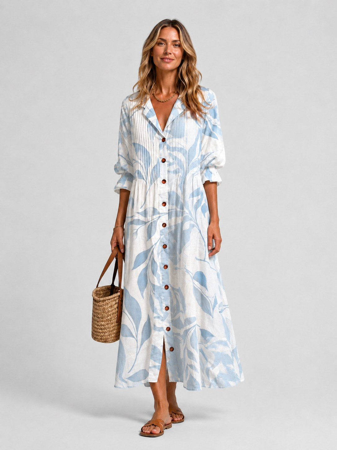 Clemence — Maxi Shirt Dress for Women with Floral Print (7)