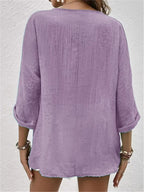 Dorothee — V Neck Button Up Blouse for Women with Long Sleeves (3)