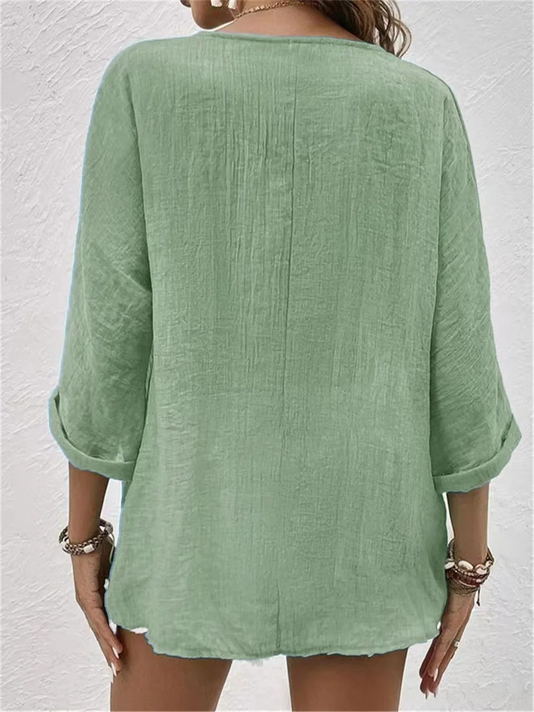 Dorothee — V Neck Button Up Blouse for Women with Long Sleeves (5)