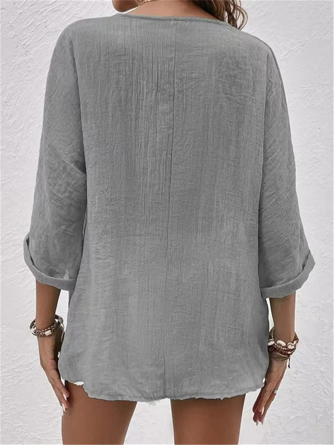 Dorothee — V Neck Button Up Blouse for Women with Long Sleeves (7)