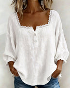 Eleonore — Lace Trim Blouse for Women with Square Neck