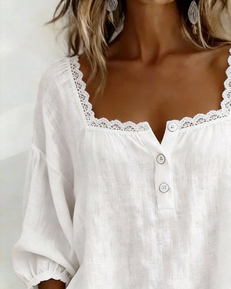 Eleonore — Lace Trim Blouse for Women with Square Neck (3)
