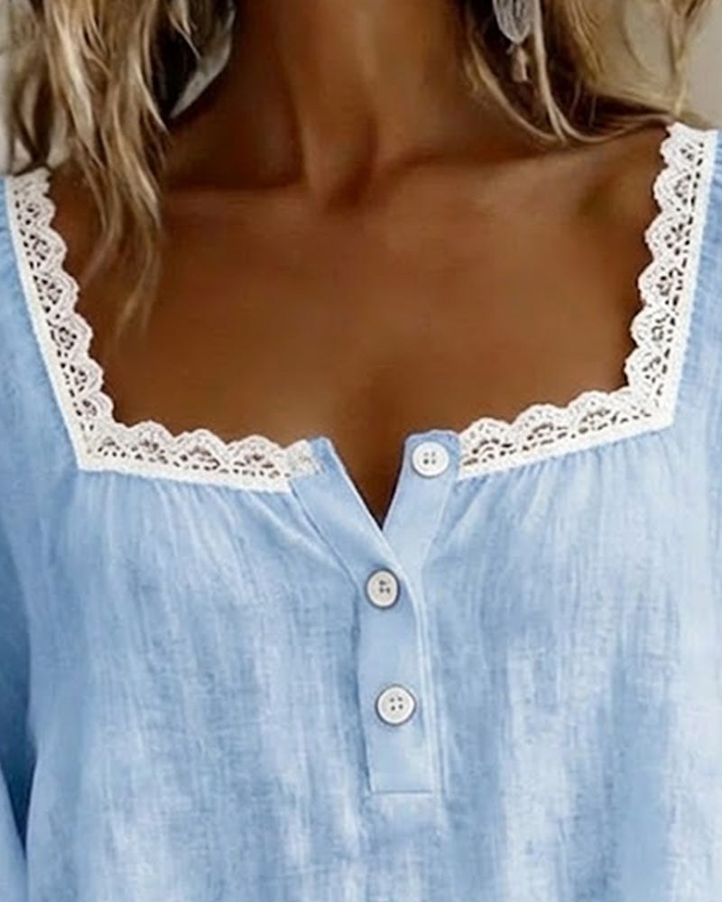 Eleonore — Lace Trim Blouse for Women with Square Neck (6)
