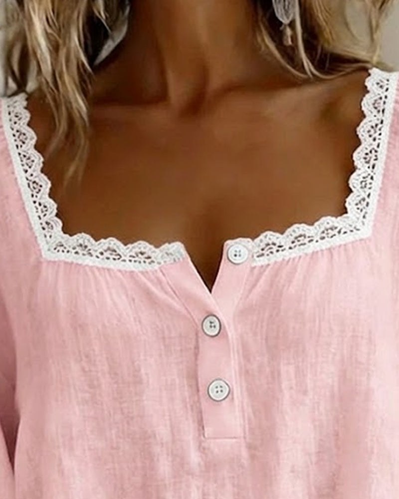 Eleonore — Lace Trim Blouse for Women with Square Neck (9)