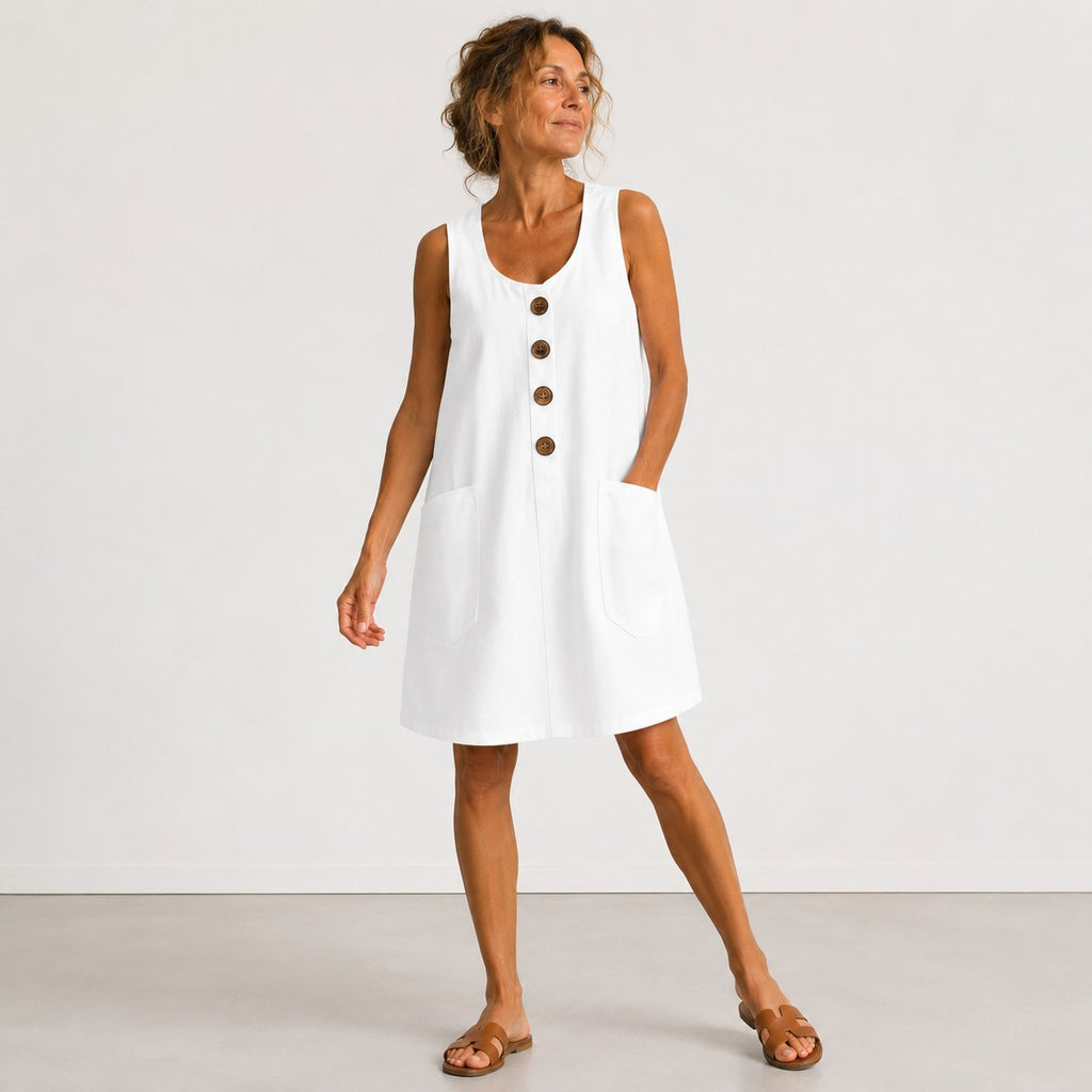 Elise — Sleeveless Linen Dress for Women with Pockets