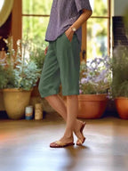Fabienne — Linen Capri Pants for Women with Pockets (4)