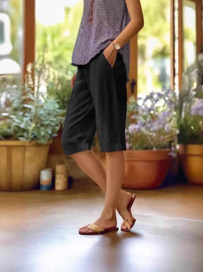 Fabienne — Linen Capri Pants for Women with Pockets (5)