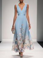 Fanny — Floral Maxi Dress for Women with V Neck