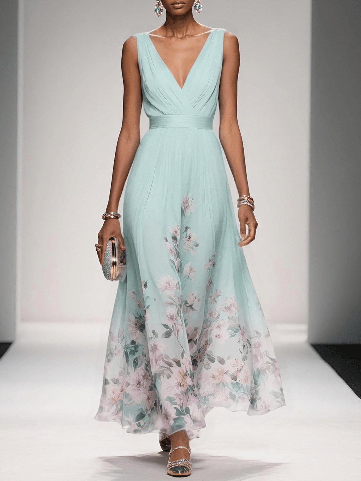Fanny — Floral Maxi Dress for Women with V Neck (4)