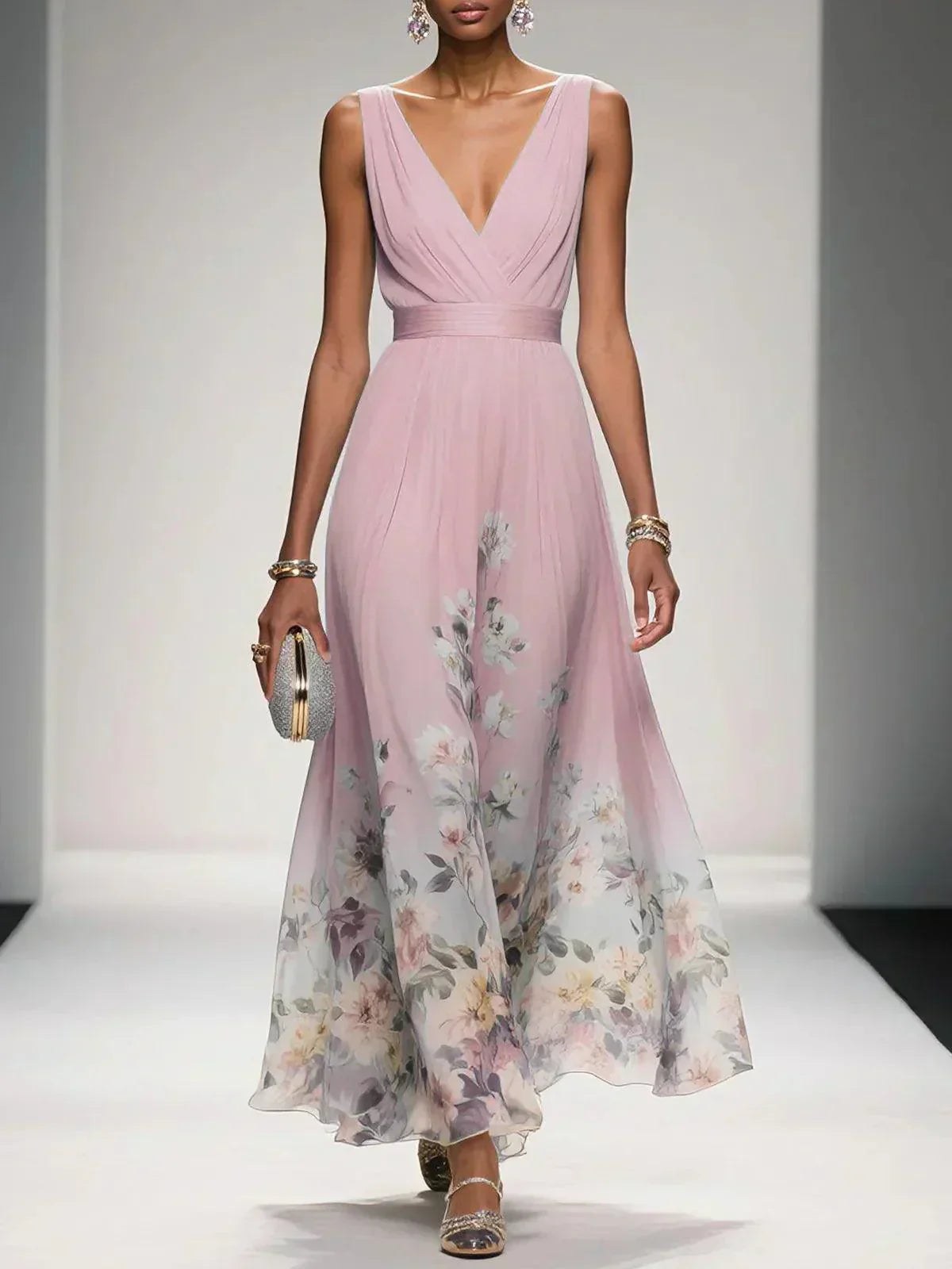 Fanny — Floral Maxi Dress for Women with V Neck (5)