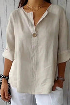 Gaelle — Linen Shirt for Women with V Neck
