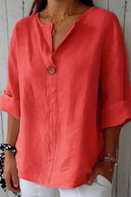 Gaelle — Linen Shirt for Women with V Neck (2)