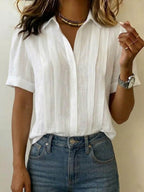 Gwenaelle — Linen Shirt for Women with Short Sleeves