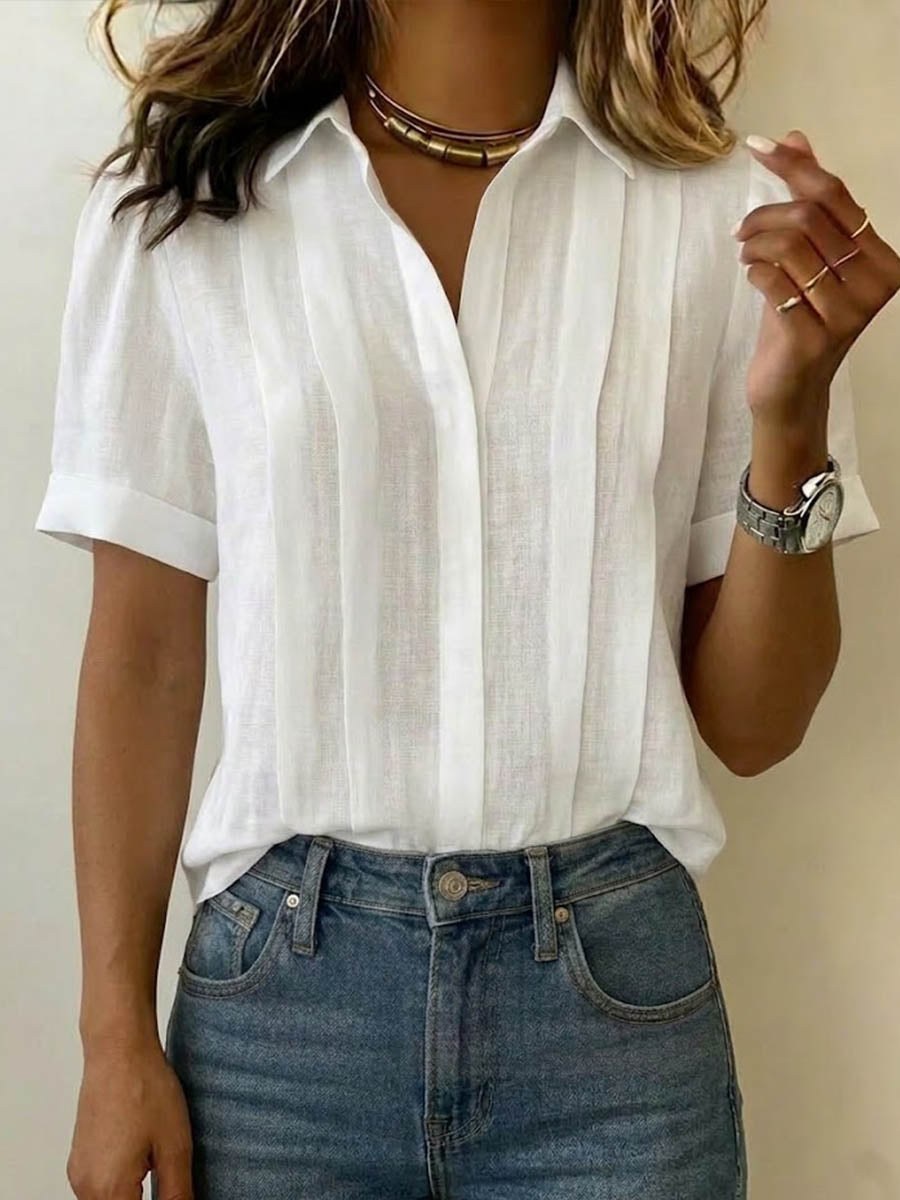 Gwenaelle — Linen Shirt for Women with Short Sleeves