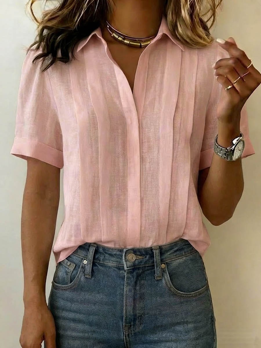 Gwenaelle — Linen Shirt for Women with Short Sleeves (4)