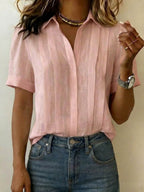 Gwenaelle — Linen Shirt for Women with Short Sleeves (4)