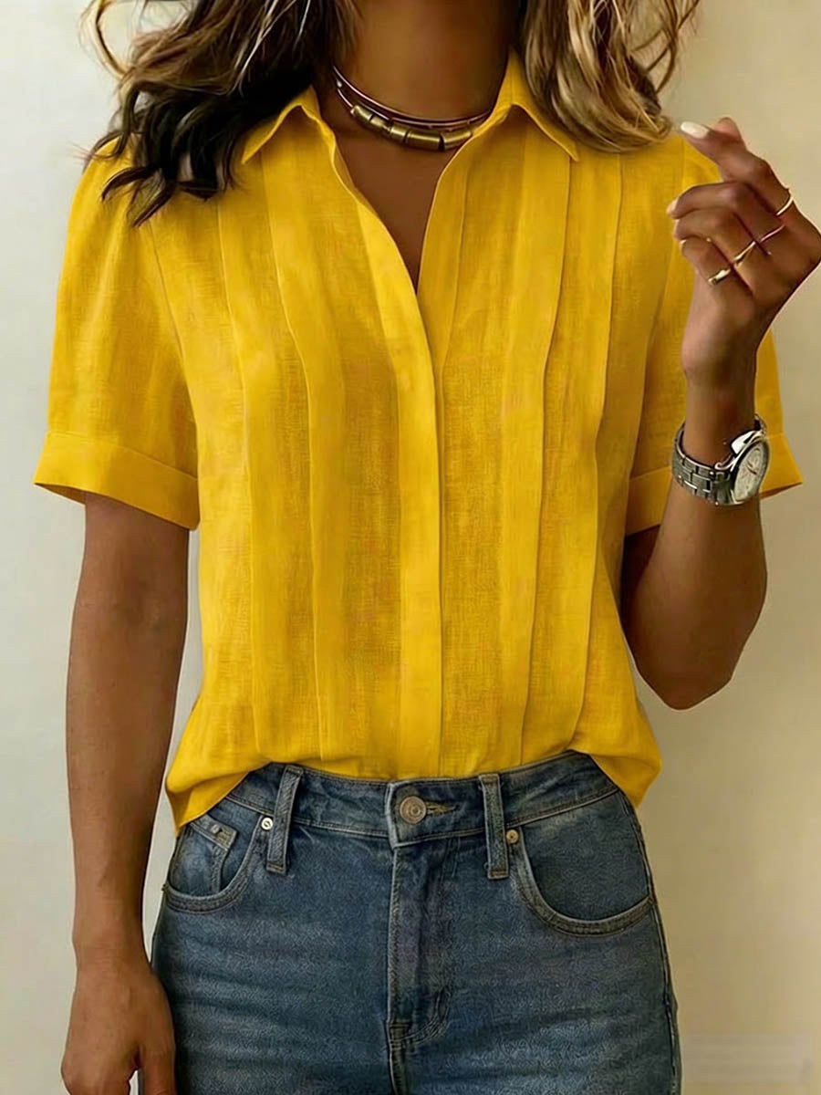 Gwenaelle — Linen Shirt for Women with Short Sleeves (5)