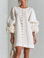 Heloise — Linen Shift Dress for Women with Puff Sleeves